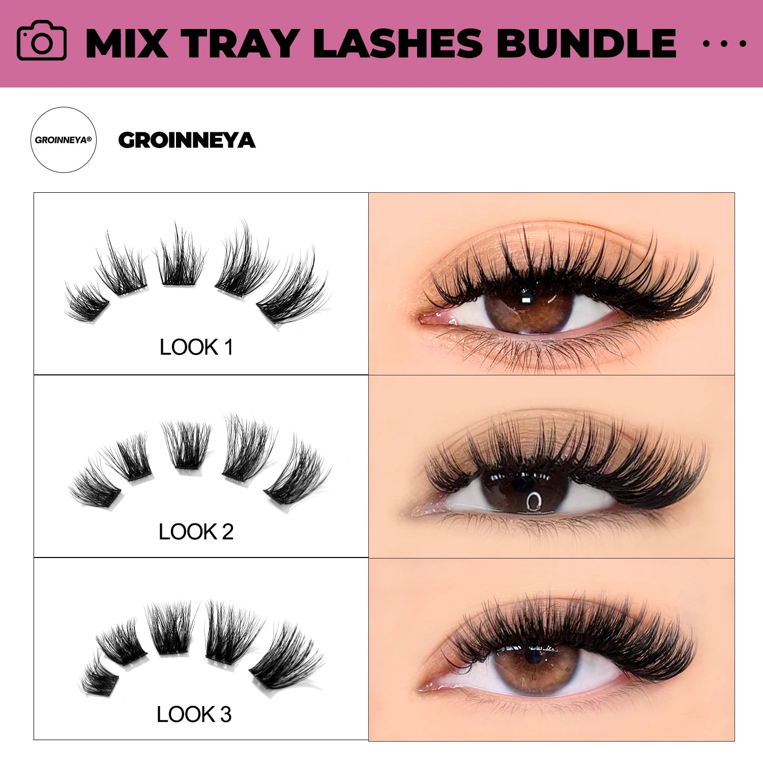 GROINNEYA DIY Lash Extension Kit – Cluster Lashes with Bond & Seal