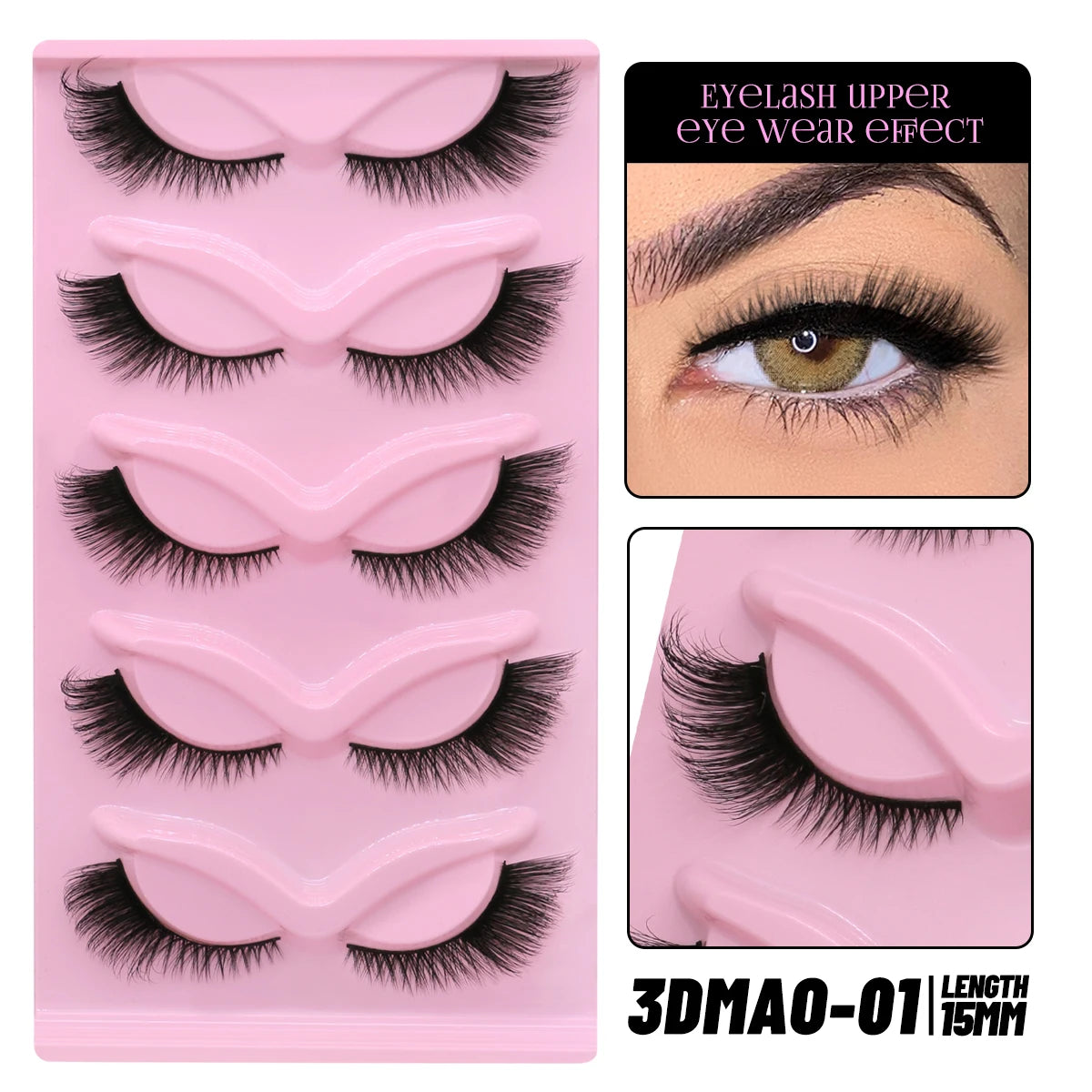 GROINNEYA Cat Eye Faux Mink Lashes – Natural Long with Clear Band