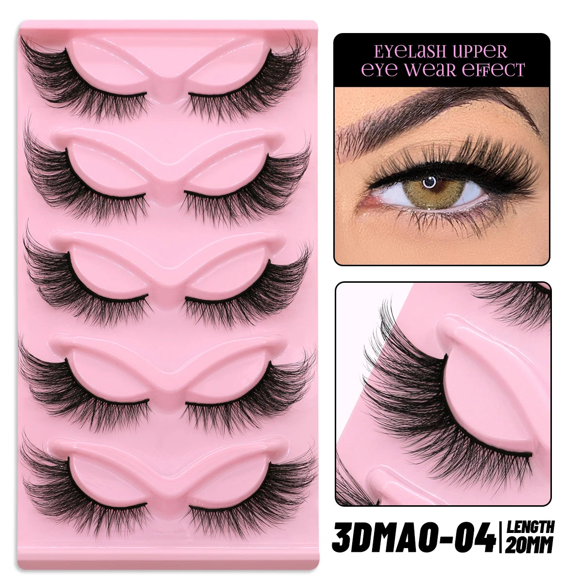 GROINNEYA Cat Eye Faux Mink Lashes – Natural Long with Clear Band