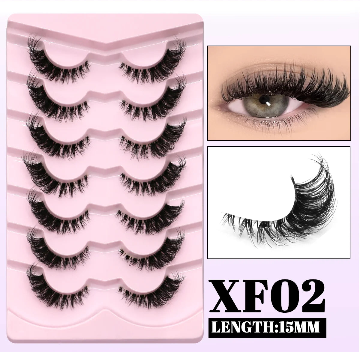GROINNEYA Cat Eye Faux Mink Lashes – Natural Long with Clear Band