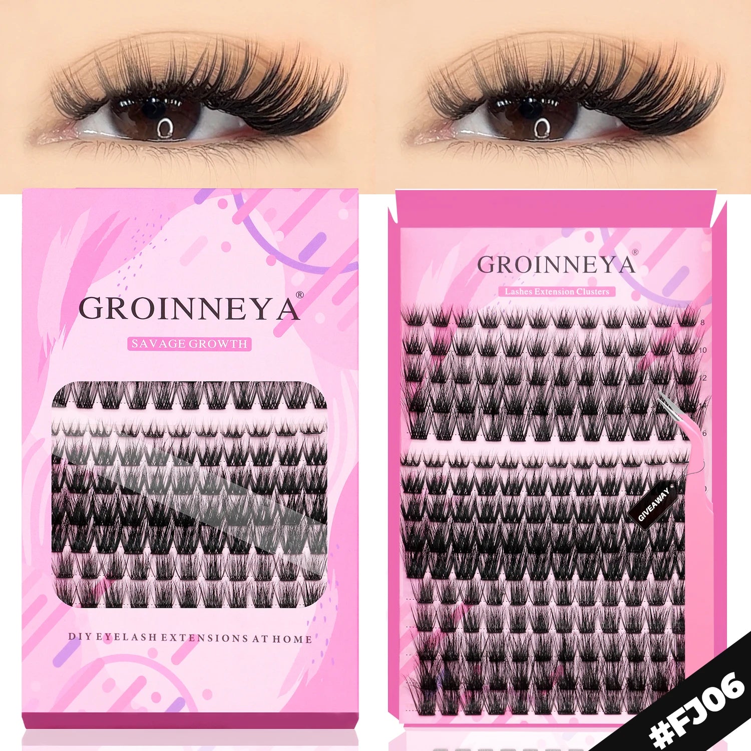 GROINNEYA DIY Lash Extension Kit – Cluster Lashes with Bond & Seal