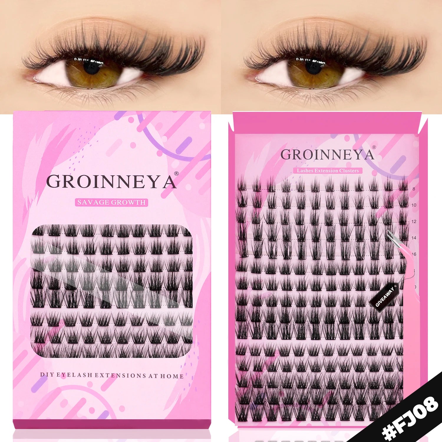 GROINNEYA DIY Lash Extension Kit – Cluster Lashes with Bond & Seal