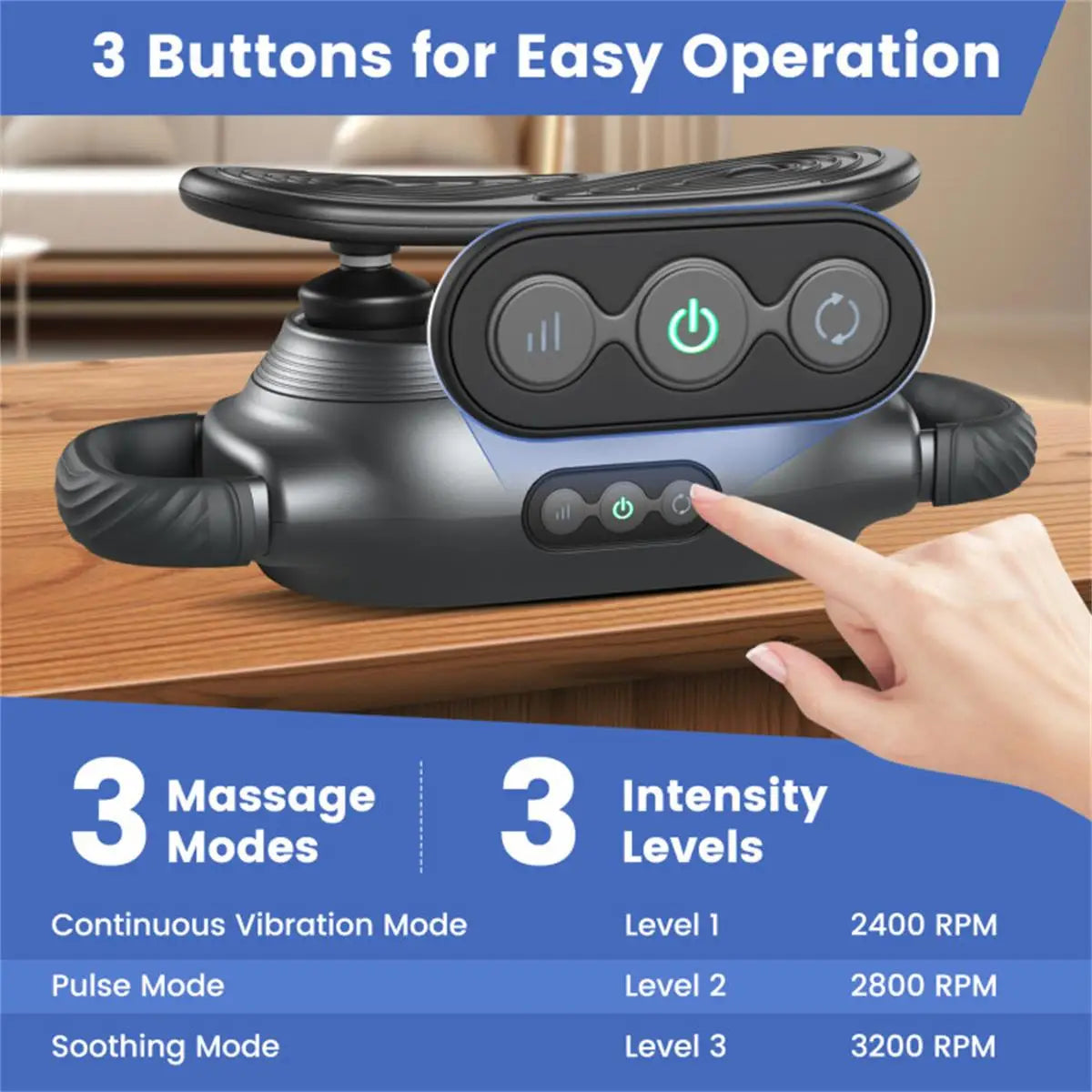 Versatile Electric Massager with 3 Heads & 3 Modes