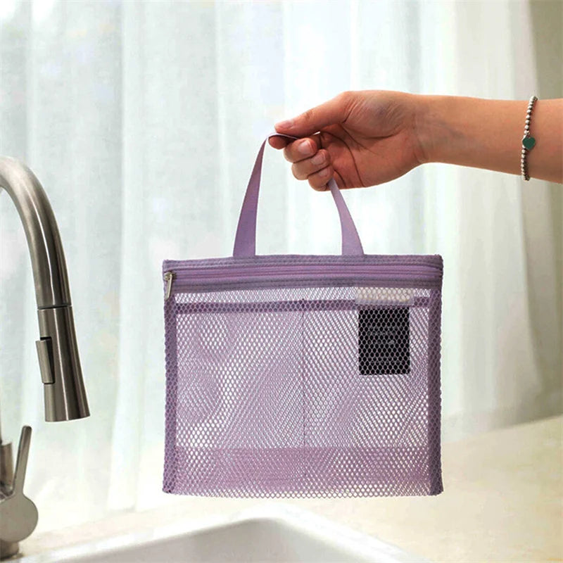 Mesh Travel Toiletry Bag – Portable Hanging Cosmetic Organizer Pouch