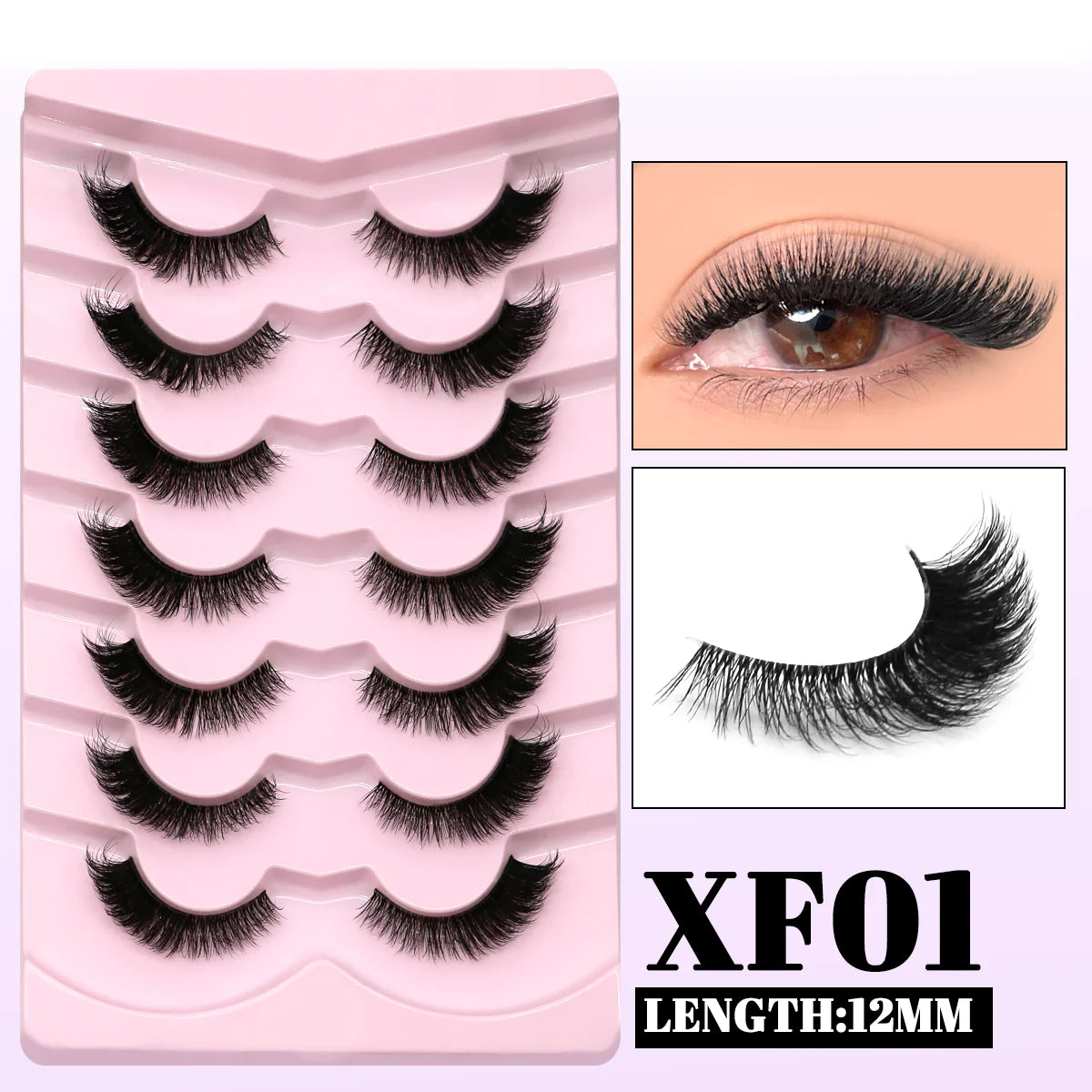 GROINNEYA Cat Eye Faux Mink Lashes – Natural Long with Clear Band