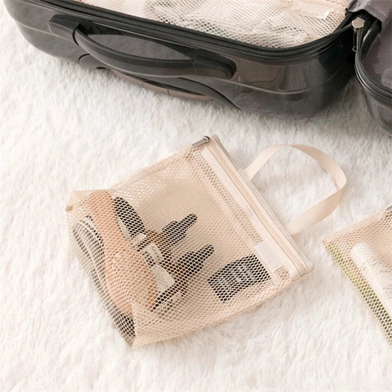 Mesh Travel Toiletry Bag – Portable Hanging Cosmetic Organizer Pouch