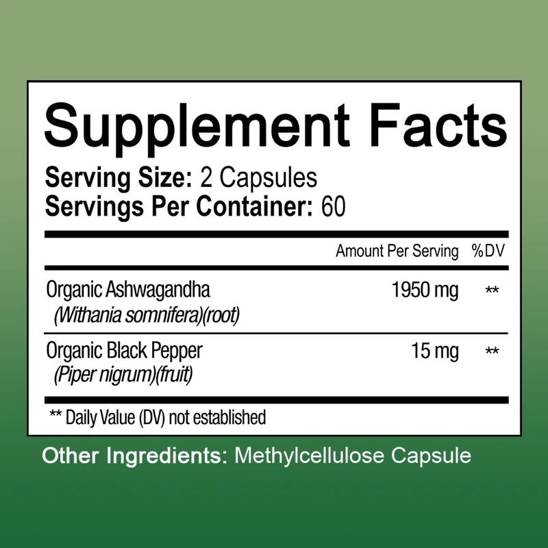 Organic Ashwagandha 1,950mg Supplement