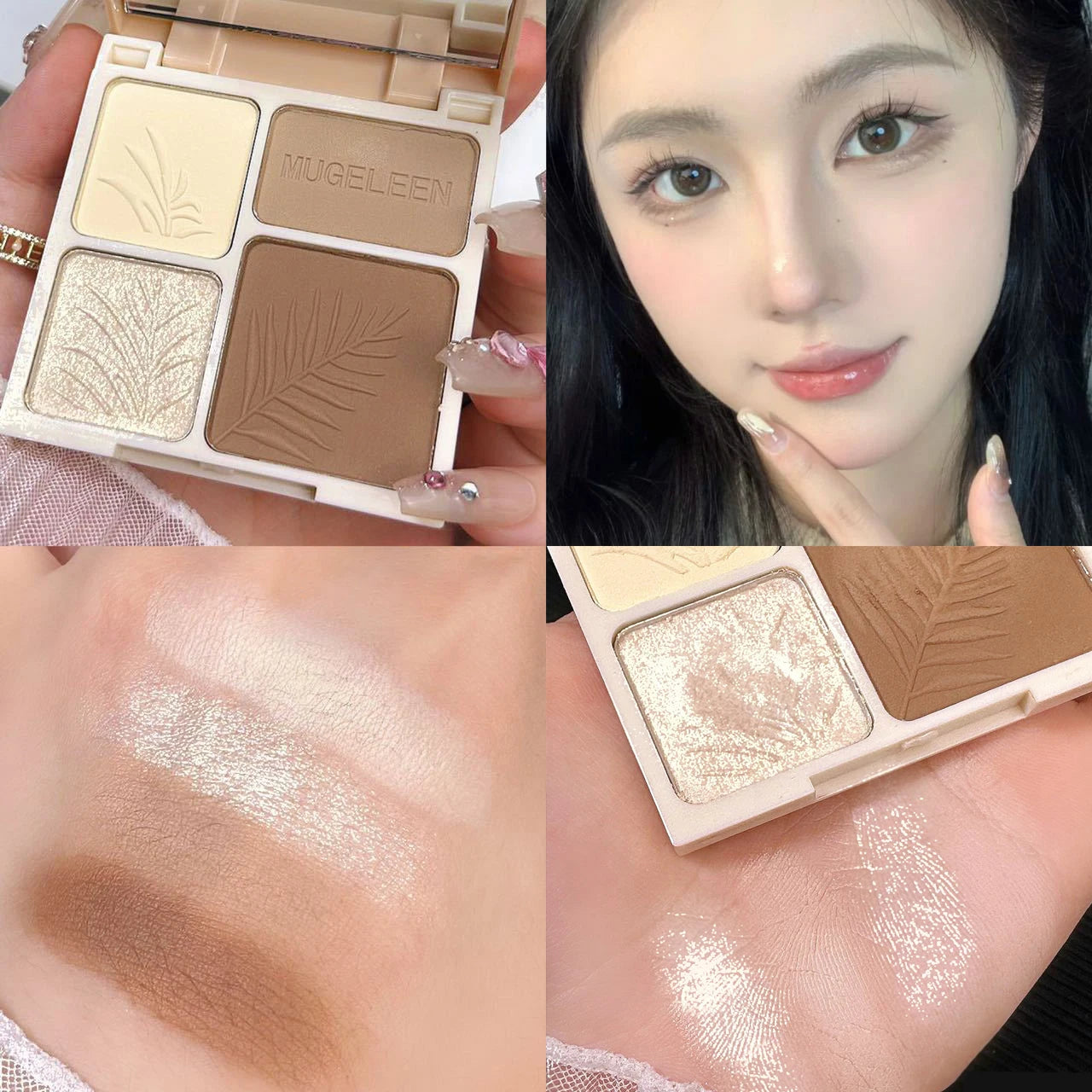 4-Color Highlighter & Contour Palette – 3D Face & Eye Brightening