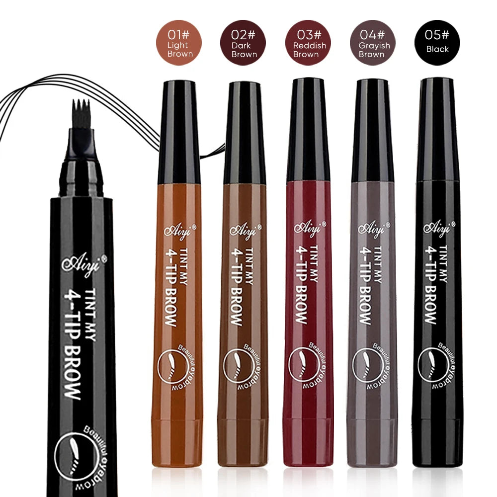 4-Tip Waterproof Microblading Eyebrow Pencil – Natural Brow Liquid (5 Colors)