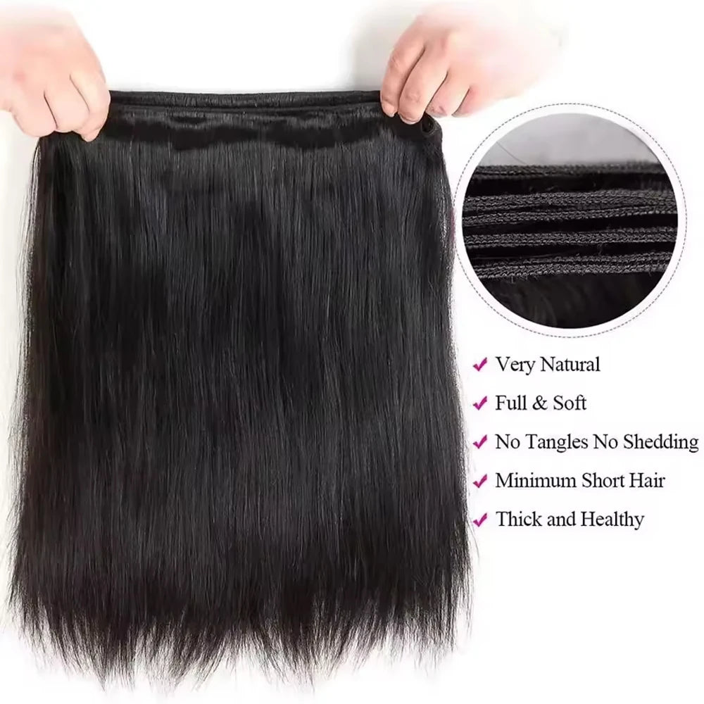 100% Human Hair Straight Bundles – 40 Inch Remy Extensions