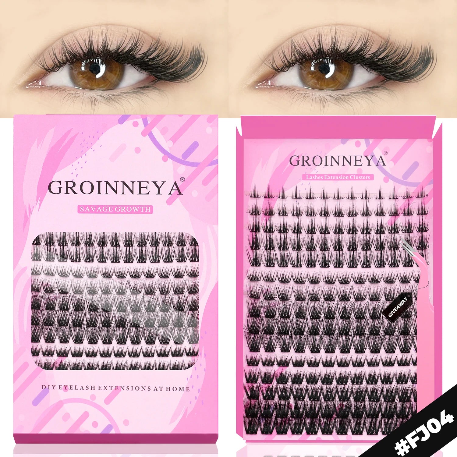 GROINNEYA DIY Lash Extension Kit – Cluster Lashes with Bond & Seal