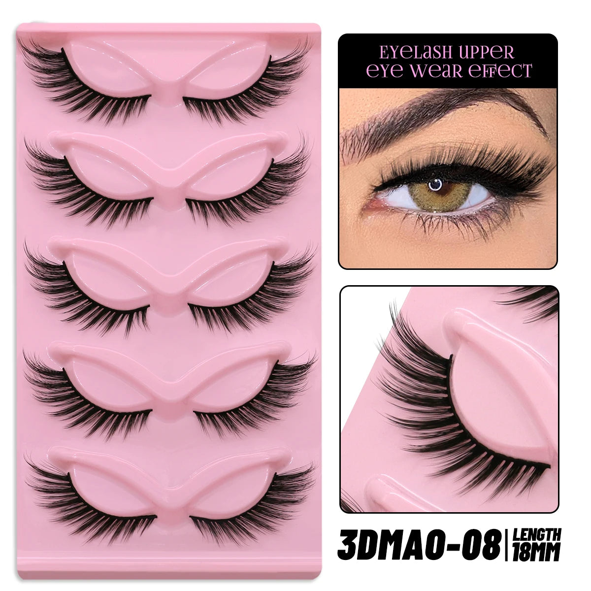 GROINNEYA Cat Eye Faux Mink Lashes – Natural Long with Clear Band