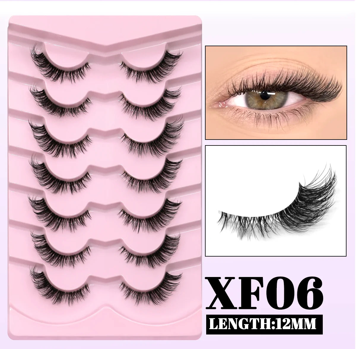 GROINNEYA Cat Eye Faux Mink Lashes – Natural Long with Clear Band