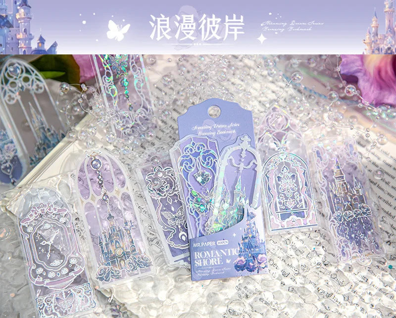 10pcs Fluorescent Dream Series Bookmarks – Kawaii PVC Page Markers