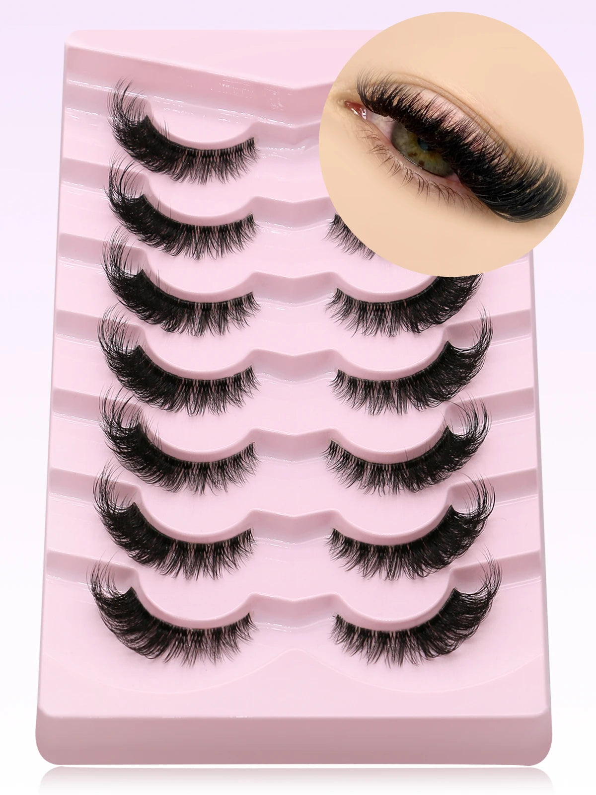 GROINNEYA Cat Eye Faux Mink Lashes – Natural Long with Clear Band