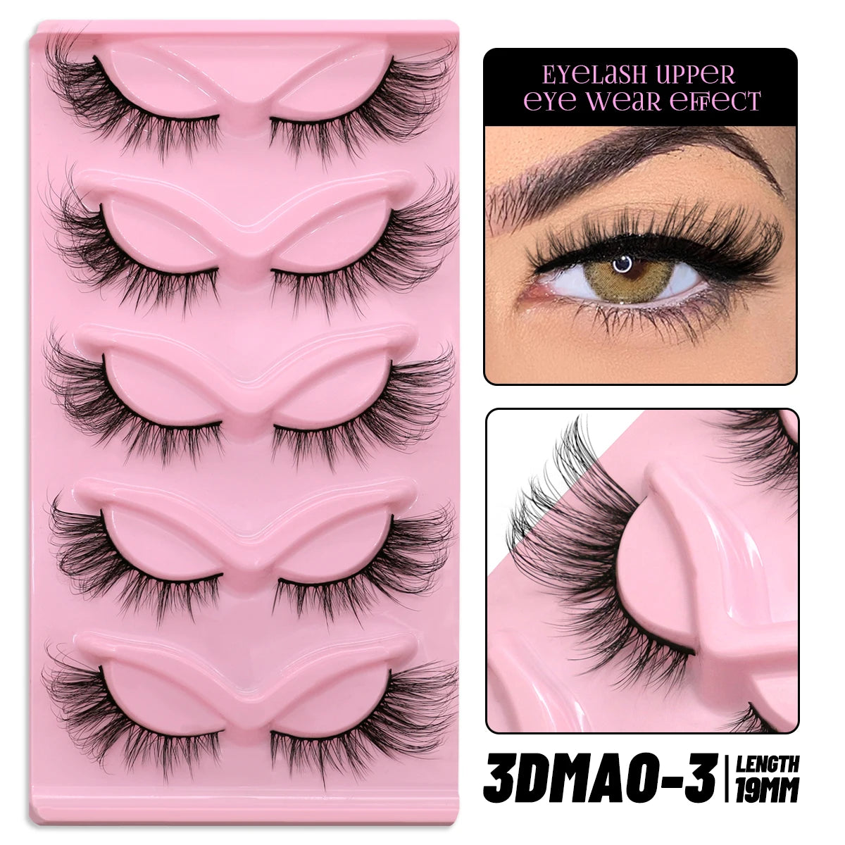 GROINNEYA Cat Eye Faux Mink Lashes – Natural Long with Clear Band