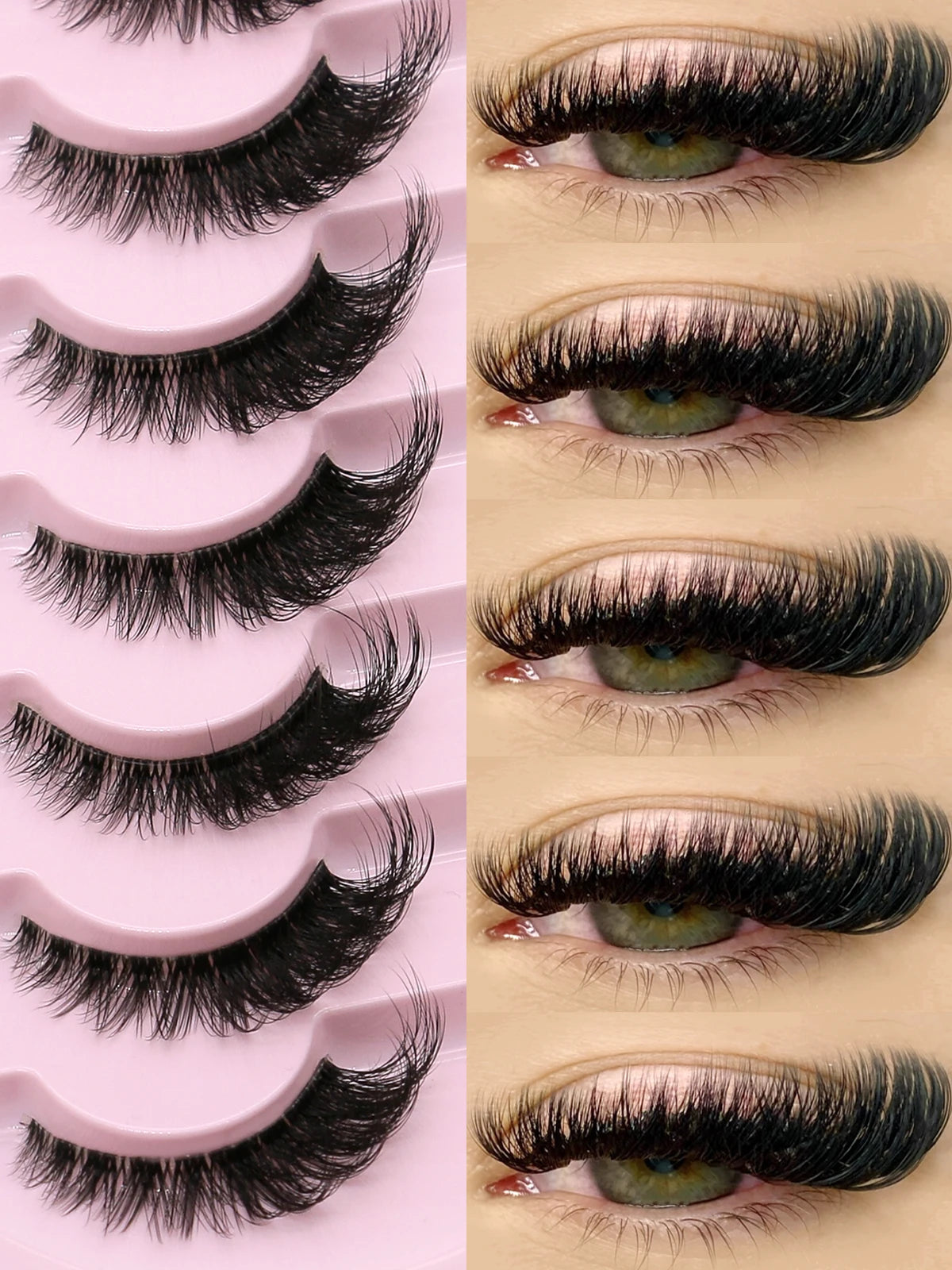 GROINNEYA Cat Eye Faux Mink Lashes – Natural Long with Clear Band