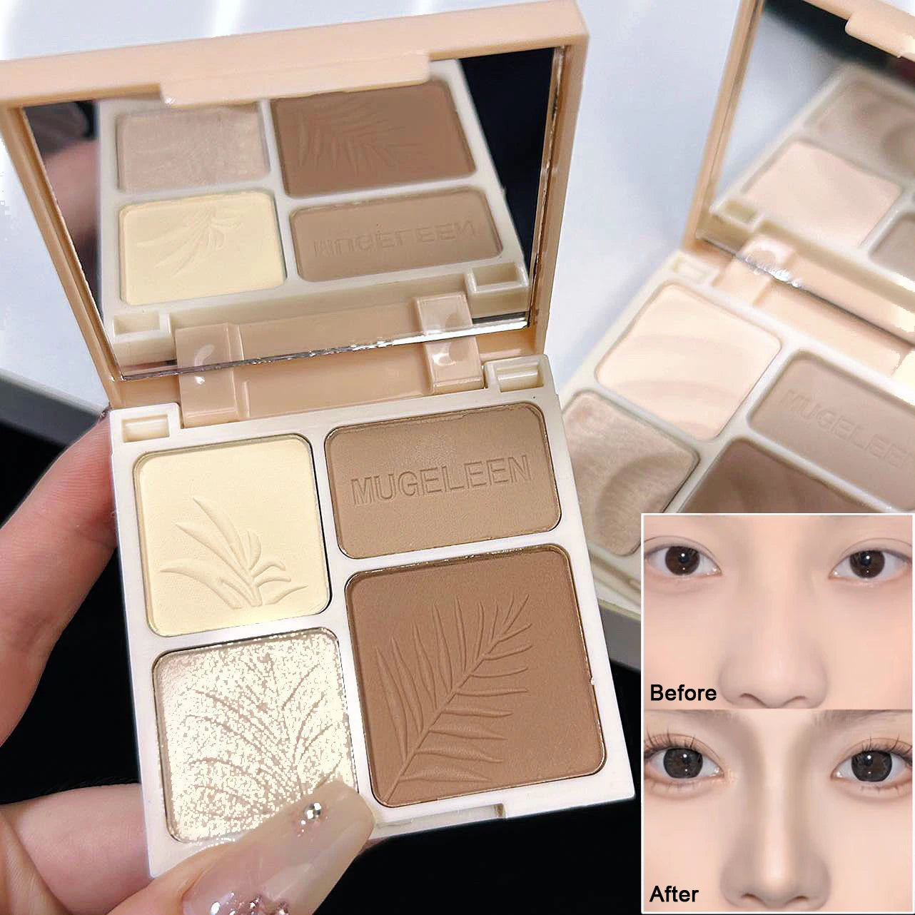4-Color Highlighter & Contour Palette – 3D Face & Eye Brightening