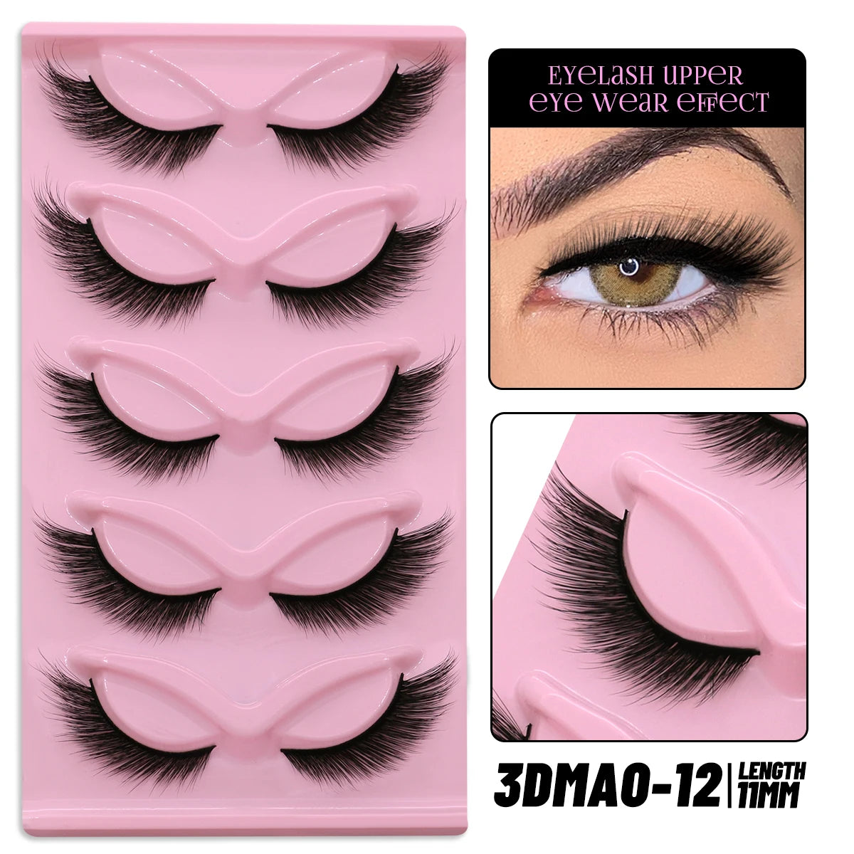 GROINNEYA Cat Eye Faux Mink Lashes – Natural Long with Clear Band