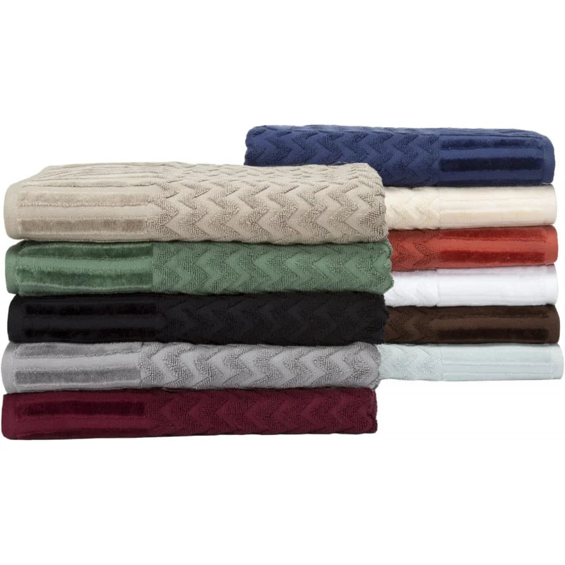 6-Piece Cotton Deluxe Plush Bath Towel Set (Chevron Pattern)