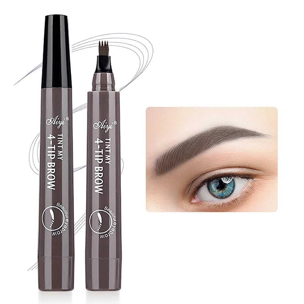 4-Tip Waterproof Microblading Eyebrow Pencil – Natural Brow Liquid (5 Colors)