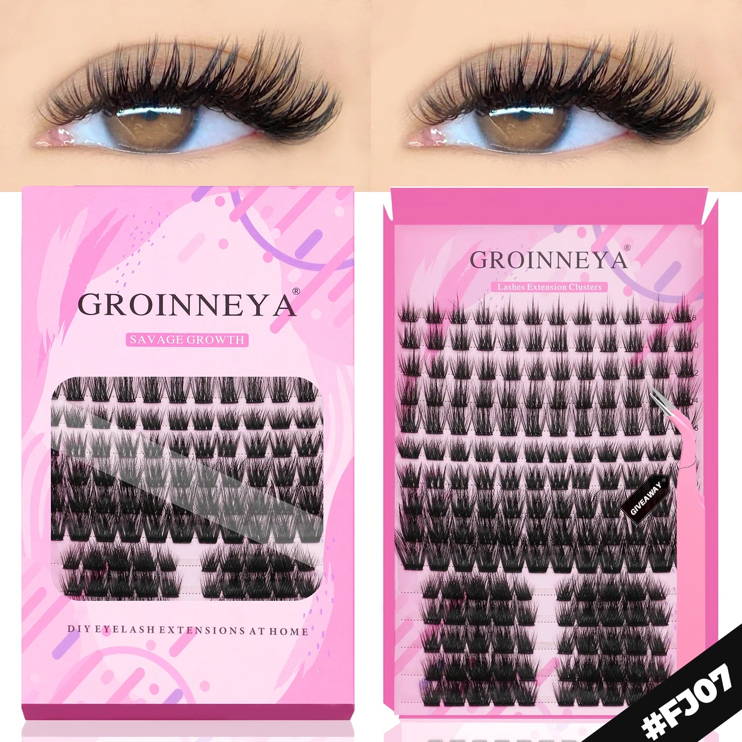 GROINNEYA DIY Lash Extension Kit – Cluster Lashes with Bond & Seal