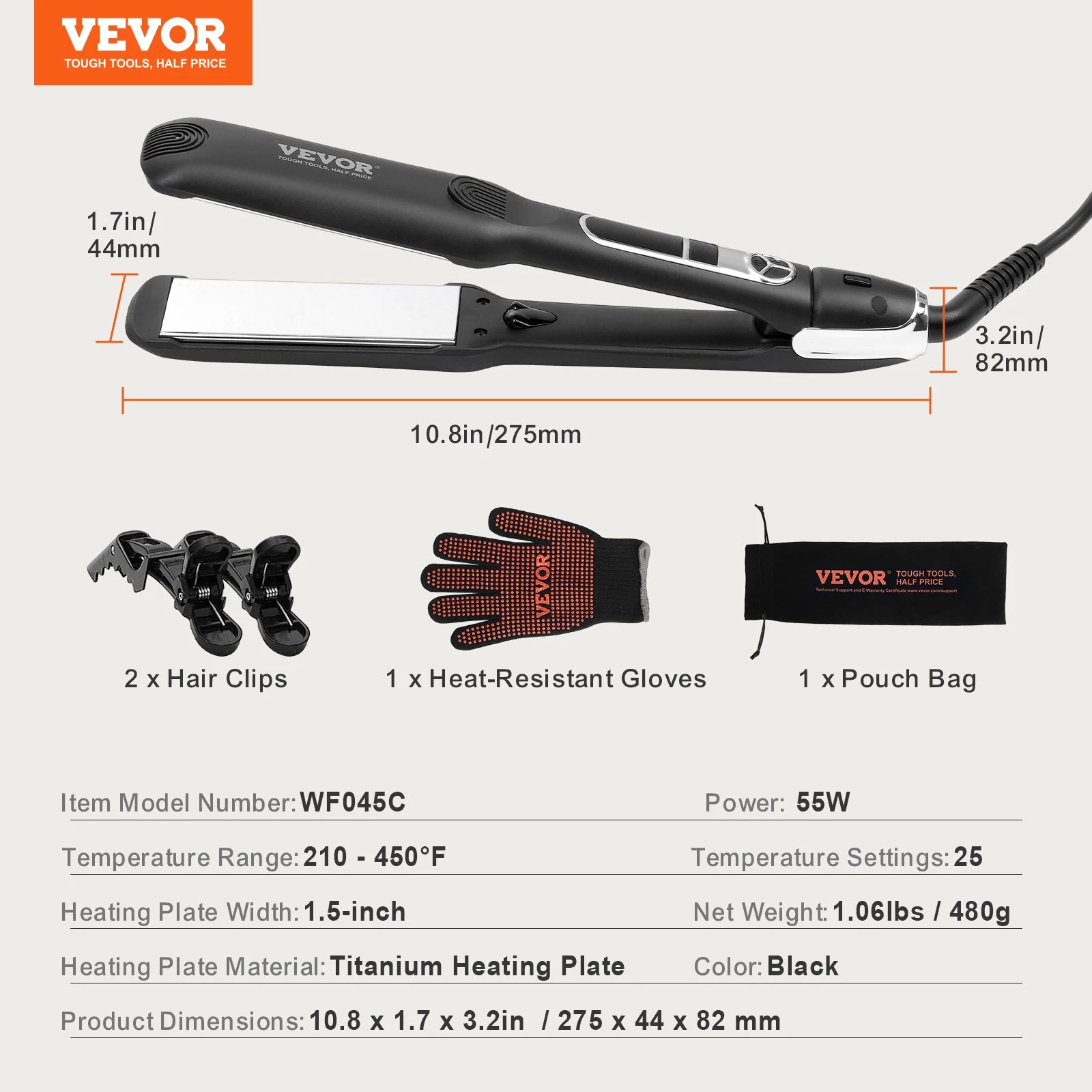 VEVOR Negative Ion Hair Straightener