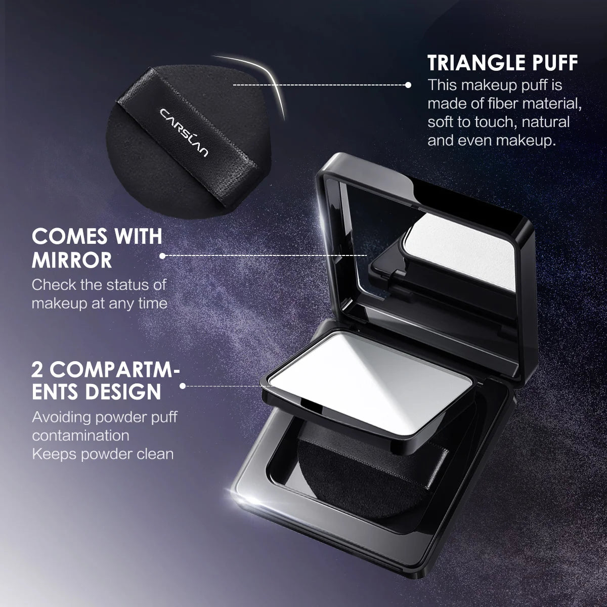 CARSLAN Stay Matte Pressed Powder – 24H Oil Control & Translucent Setting Powder