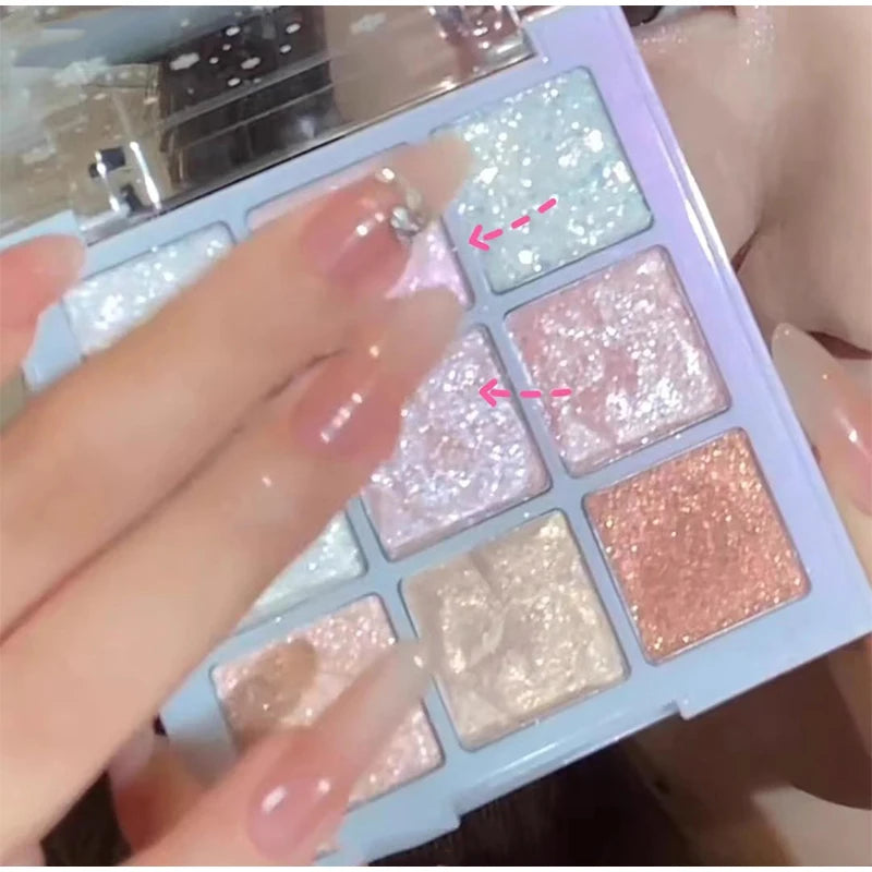 9-Color Glitter Snowflake Eyeshadow Palette