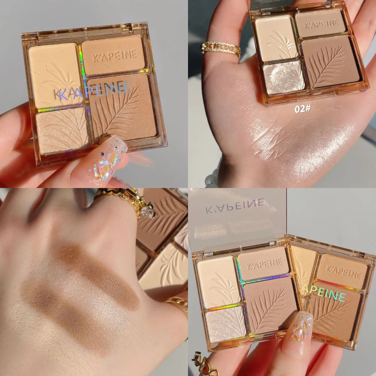 4-Color Highlighter & Contour Palette – 3D Face & Eye Brightening
