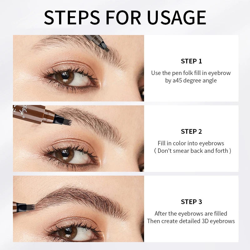 4-Tip Waterproof Microblading Eyebrow Pencil – Natural Brow Liquid (5 Colors)
