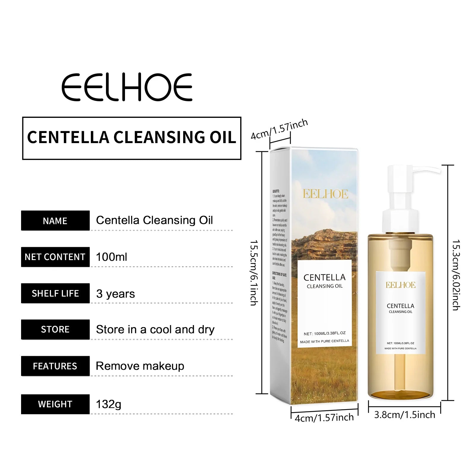EELHOE Centella Cleansing Oil – Makeup Remover & Pore-Shrinking Moisturizer
