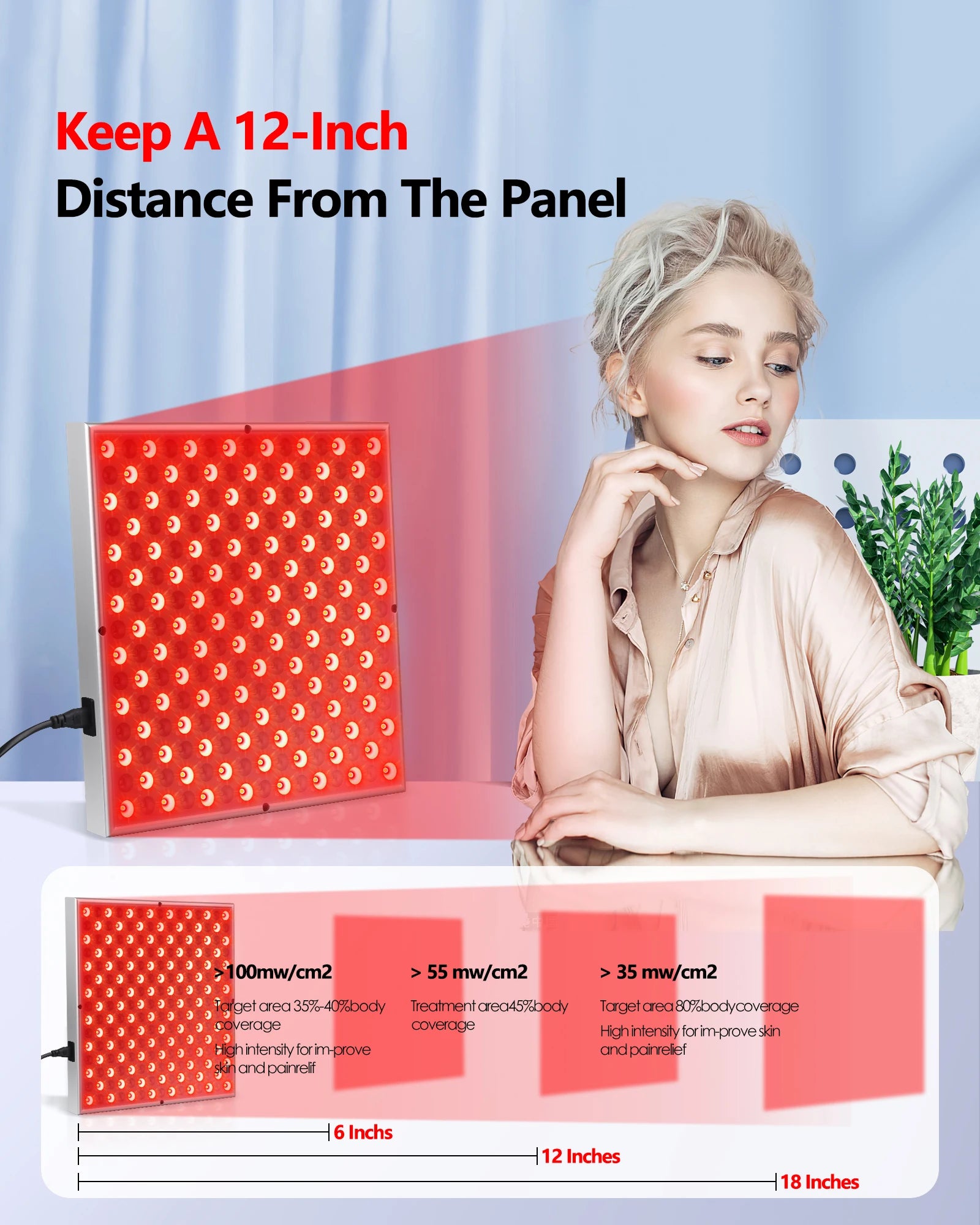 LED Red Light Therapy Panel – Anti-Aging & Pain Relief Lamp for Skin & Body