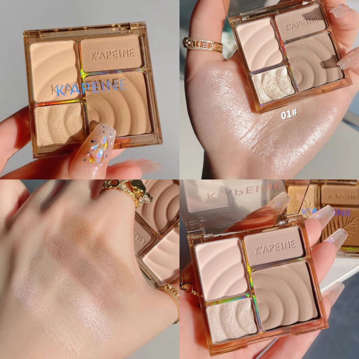 4-Color Highlighter & Contour Palette – 3D Face & Eye Brightening