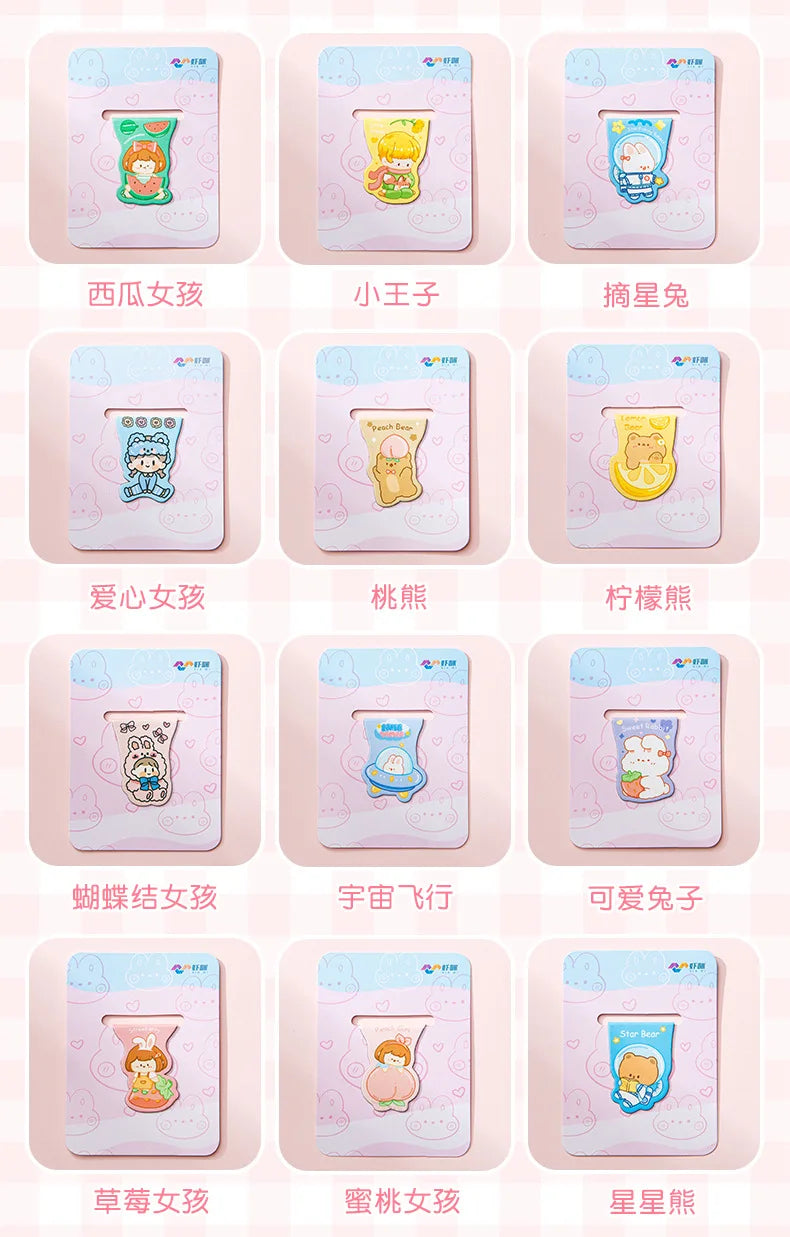 10pcs Kawaii Magnetic Bookmarks – Cute Cartoon Girls & Animals