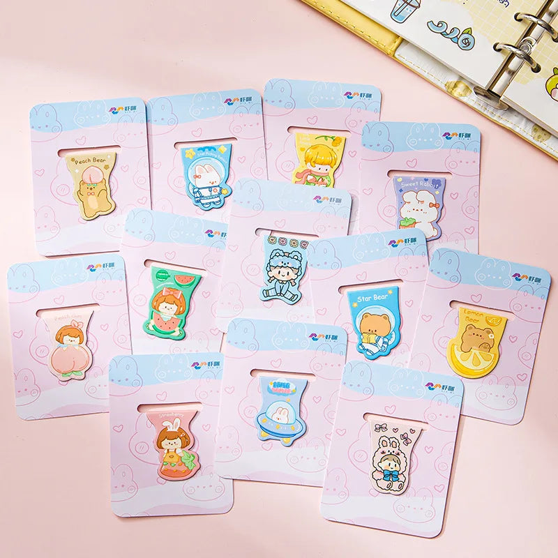 10pcs Kawaii Magnetic Bookmarks – Cute Cartoon Girls & Animals