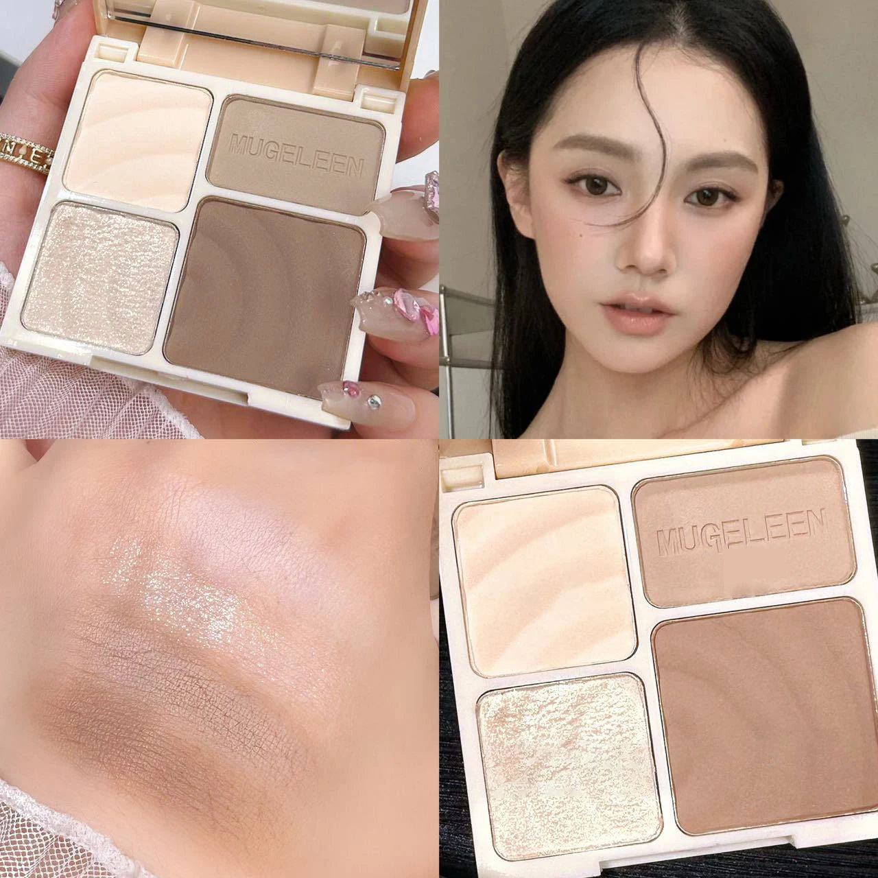 4-Color Highlighter & Contour Palette – 3D Face & Eye Brightening