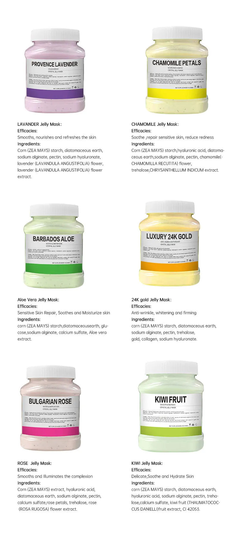 24K Gold & Rose Jelly Mask Powder – 350g Hydrating Facial Treatment