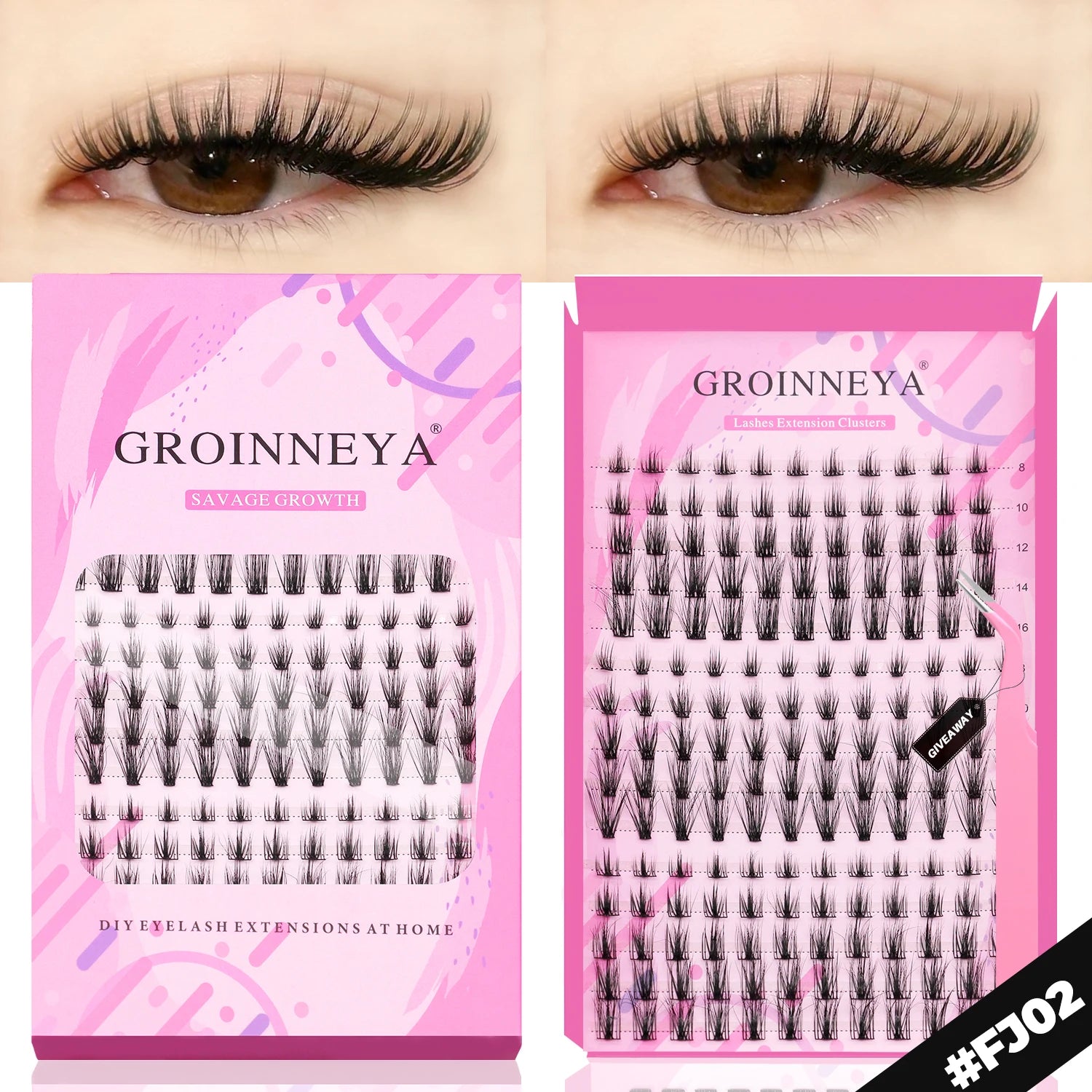 GROINNEYA DIY Lash Extension Kit – Cluster Lashes with Bond & Seal