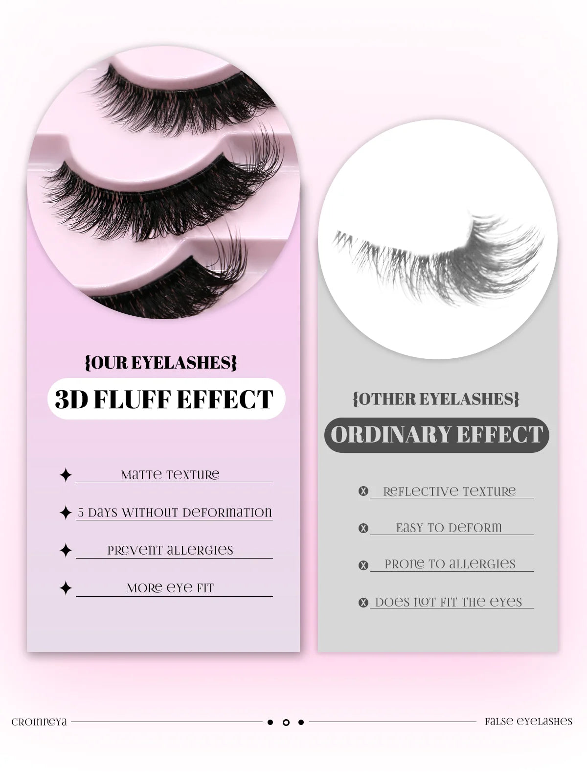 GROINNEYA Cat Eye Faux Mink Lashes – Natural Long with Clear Band